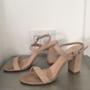 BP blush suede block heel sandal SZ 8